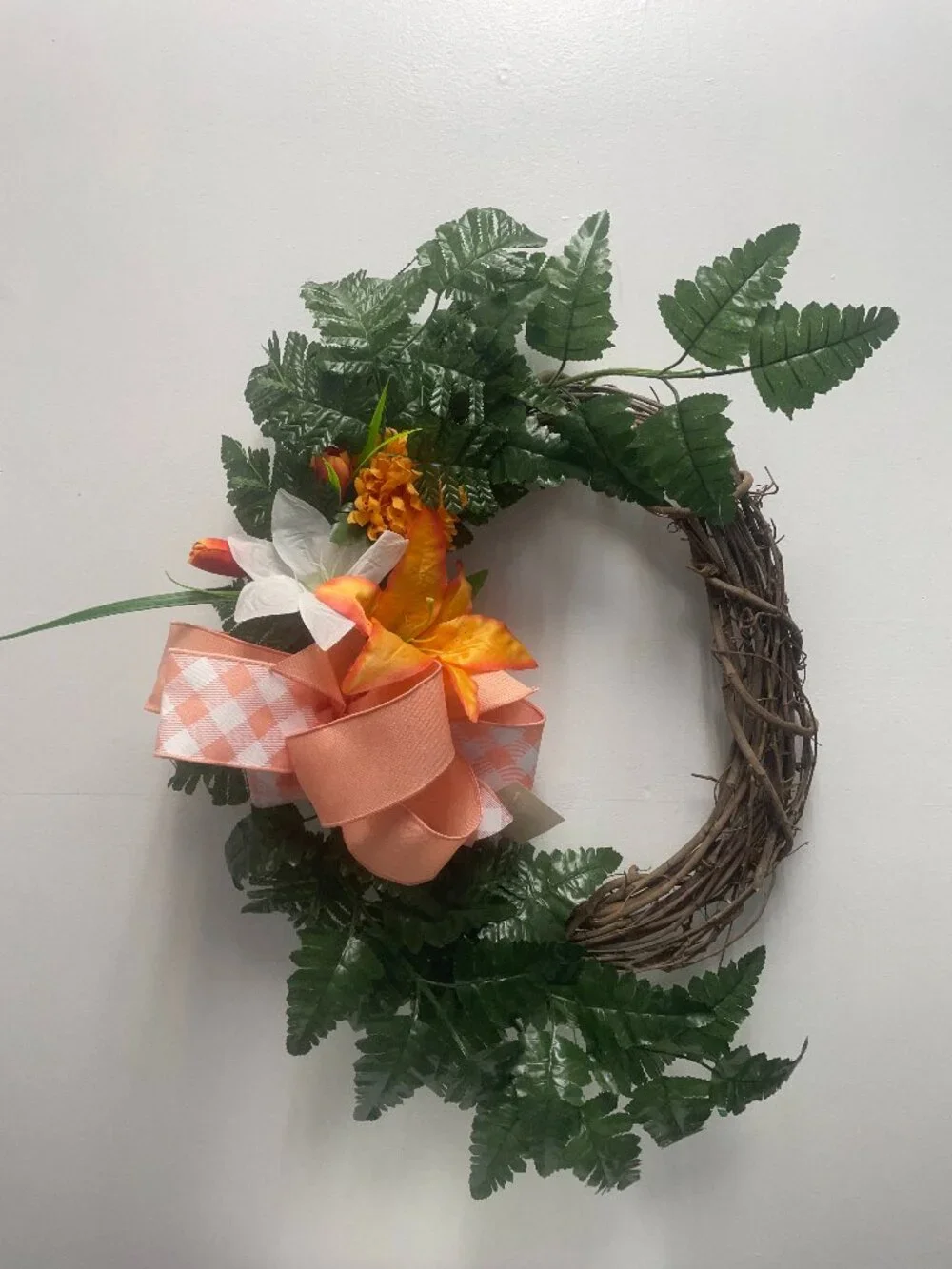 Handcrafted Grapevine Peach & Orange Wreath